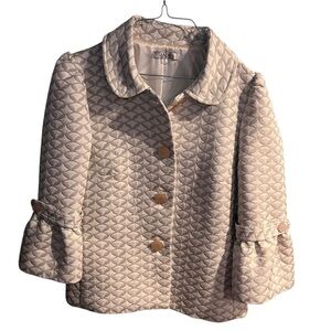 Jade Melody Tam Small Beige Cream Blazer 3/4 Bell Sleeves Modest Minimalist Chic